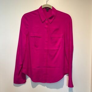 Ann Taylor Silk Button Down Top Size 4 Pink